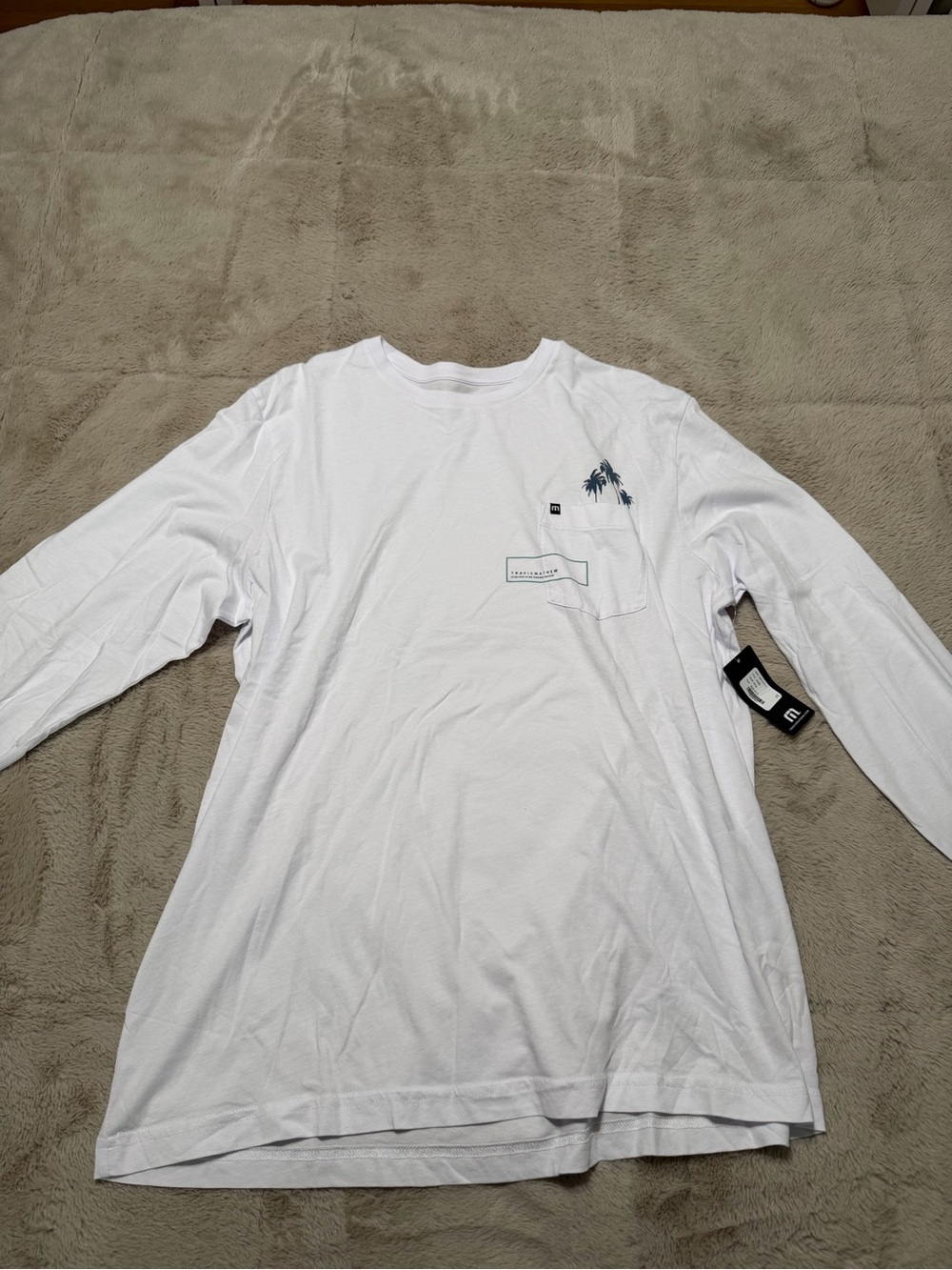 Travis Mathew White Long Sleeve Tee with Small Palm Graphic - Picture 2 of 2